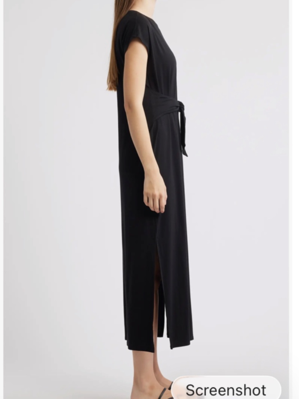 Eileen Fisher Black Tie Front Shortsleeved Dress